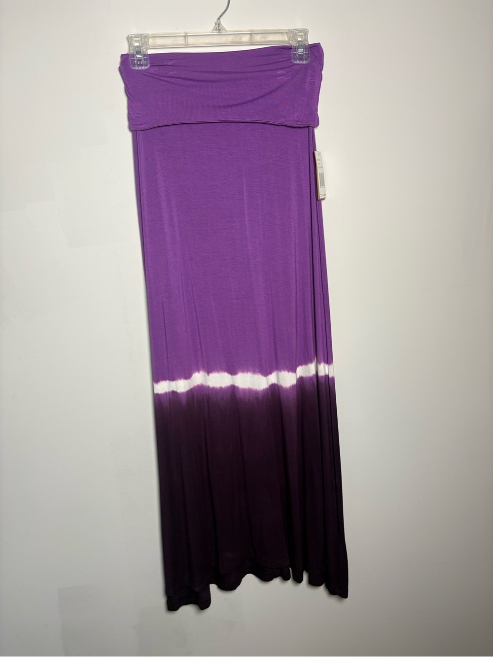 Fold-Over Waist Purple Ombre Maxi Skirt